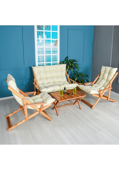 Reyo Ahşap Katlanabilir Taşinir Puf Minderli Kollu Şezlong Plaj Bahçe Teras Balkon Sandalyesi Koltuğu Takimi 4 Lü Set Krem Reyo Ahşap Katlanabilir Taşinir Puf Minderli Kollu Şezlong Plaj Bahçe Teras Balkon Sandalyesi Koltuğu Takimi 4 Lü Set Krem