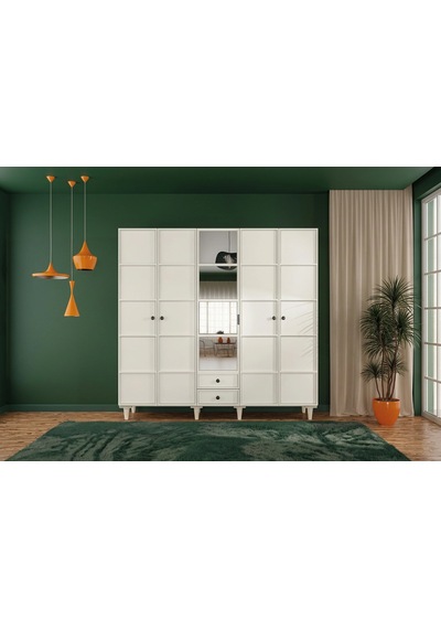 Zeon 5 Kapılı Mdf Gardırop Çok Renkli Zeon 5 Kapılı Mdf Gardırop Çok Renkli