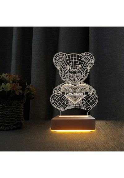 3D Ayıcık Led Gece Lambası Çocuk Odası Gece Lambası