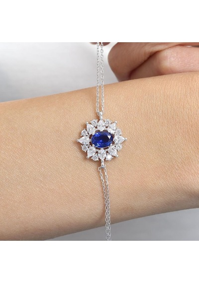 Effective Diamond Paris Işıltısı Sentetik Safir Taşlı Gümüş Bileklik