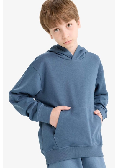 Defacto Erkek Çocuk Basic Düz Kapüşonlu Sweatshirt E9558a825auın257 Indigo
