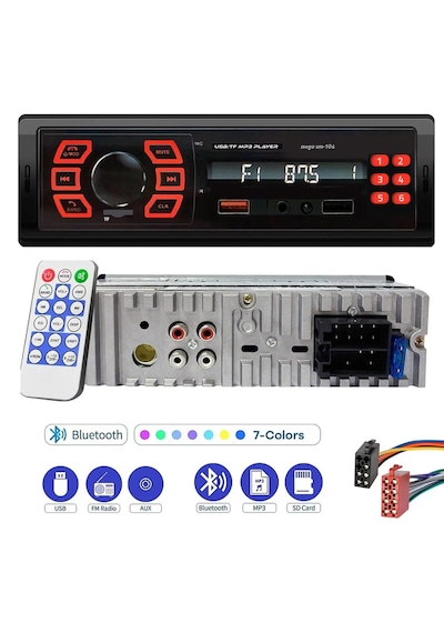 Oto Teyp 4x50 Watt Bluetooth 2xusb Şarjlı Fm App Aplikason Kısa Kasa Poke Pk-6009