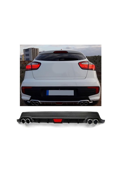Kia Rio Yeni Kasa Uyumlu Body Kit Difüzör 4 Çıkış Yuvarlak Siyah Model 2