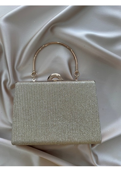 Öznora Kadın Gold Simli Abiye, Clutch Gece Çantası Std