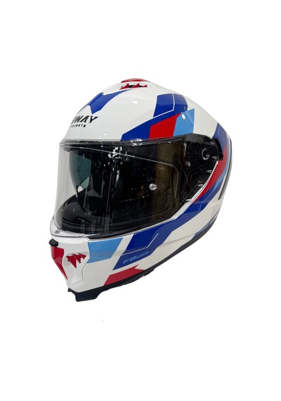Sway Sw 865 Tİtan White Blue Red Güneş Gözlüklü Kask Beyaz - Mavi - Kırmızı