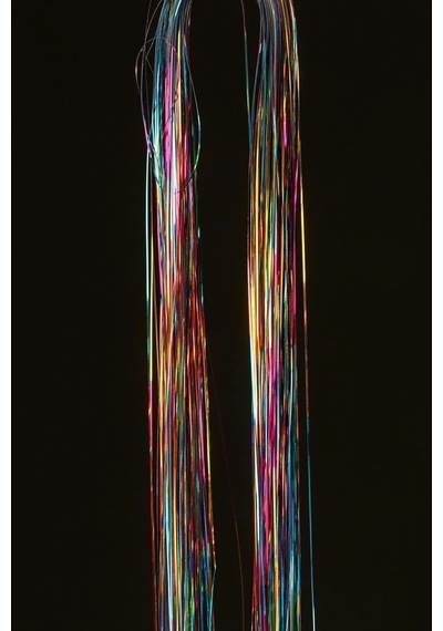 Caş Dekorasyon Karışık Renk Yan Postiş Hair Tinsel Shiny Hair-50 Cm- 2 Adet Çok Renkli