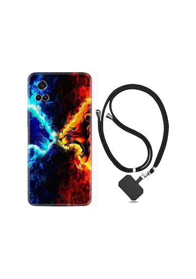 Vivo Y53S Kılıf Boyun Askılı Red Blue Leon 1714