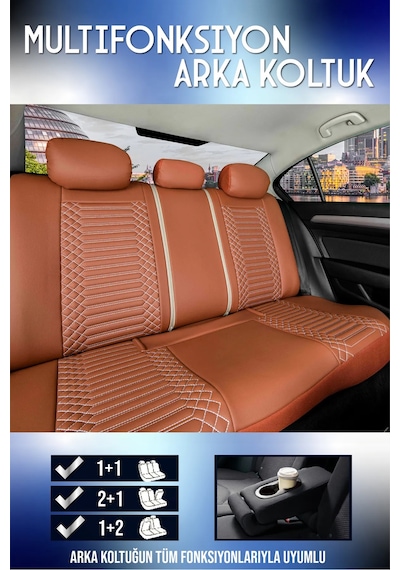 Skoda Fabia Lüx Full Deri Oto Koltuk Kılıfı Ön Arka Takım Exclusive Tarçın