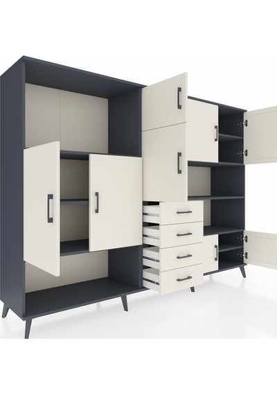 Hyperion Dolap 9 Raflı 4 Çekmeceli 8 Kapaklı 220x44x163 Antrasit- Antrasit-aytaşı Hyperion Dolap 9 Raflı 4 Çekmeceli 8 Kapaklı 220x44x163 Antrasit- Antrasit-aytaşı