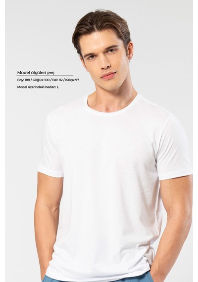 Cacharel Erkek Bisiklet Yaka T-shirt 2169/beyaz