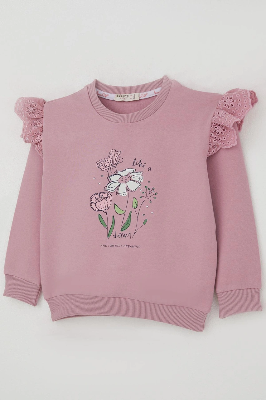 Breeze Kız Çocuk Sweatshirt Omuzları Çiçek Nakış Detaylı Çiçek Baskılı 2-6 Yaş, Gülkurusu Gül Kurusu Breeze Kız Çocuk Sweatshirt Omuzları Çiçek Nakış Detaylı Çiçek Baskılı 2-6 Yaş, Gülkurusu Gül Kurusu