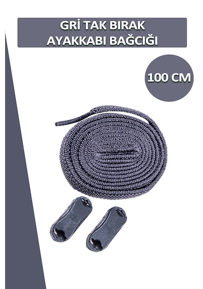 Dopar Elastik Gri Akıllı Bağcık Tak Bırak Ayakkabı Bağcığı 100cm