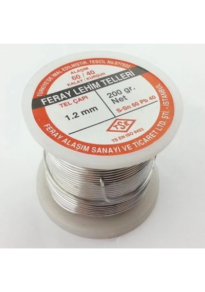 1.2 Mm / 200 Gram Feray Lehim Teli 60 Kalay 40 Kurşun 60/40 - 5 Kanal Pastalı Flux Lı Lehim