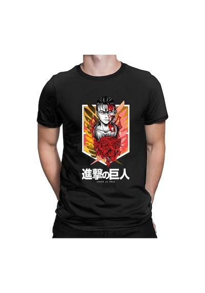 Noıssey Kırmızı Etiket Gala Titan Anime T-shirt Erkekler Model751 17102 Siyah