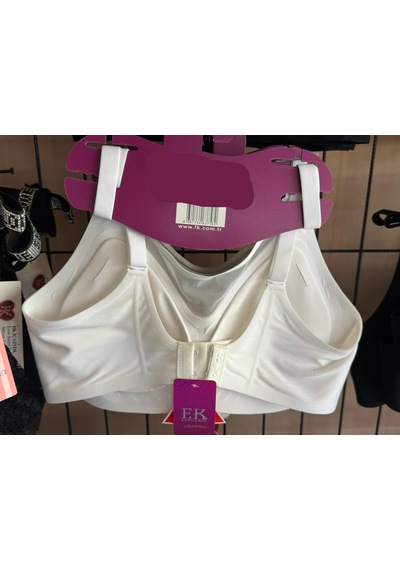 Fk Lingerie Art: 1250 Dikişsiz Lazer Kesim Tül Detaylı Pedli Ve Balensiz Konfor Sütyen BEYAZ