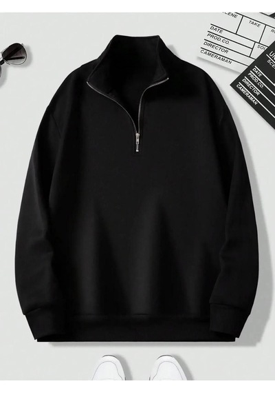 Altamira Unisex Dik Yaka Yarım Fermuarlı Oversize Sweatshirt 001
