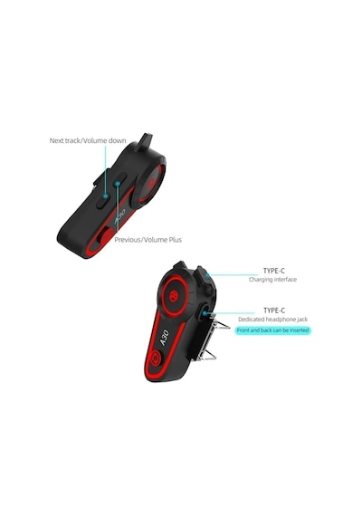 Miaxtreme A30 2x Eşleşmeli Intercom Motor Kurye Kask Bluetooth Kulaklık