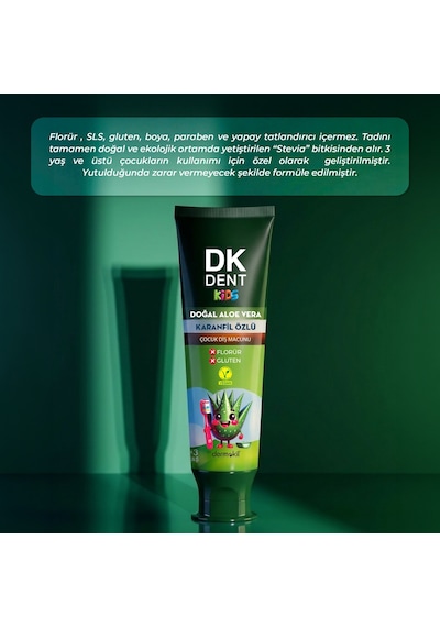 Dermokil DK Dent Doğal Aloe Vera ve Karanfıl Özlü Çocuk Diş Macunu 50 ML