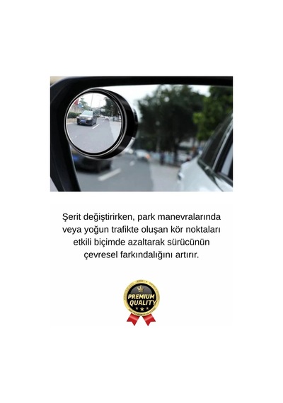 Özel Üretim Maksimum Görüş Artıran İç Bükey Ayarlanabilir Araba Kör Nokta Ayna Seti 2 Adet