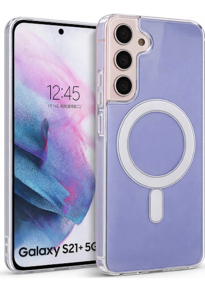 Samsung Galaxy S21 Plus Uyumlu Kamera Korumalı Magsafe Wireless Şarj Özellikli Lüks Şeffaf Silikon Telefon Kılıfı