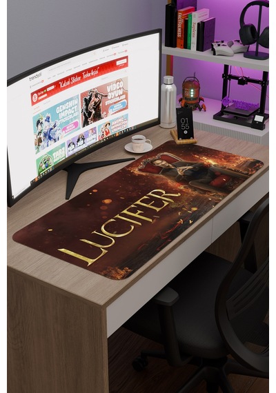 Lucifer V1 90x40 Xxl Gaming Kauçuk Kaymaz Taban Mouse Pad Fare Altlığı