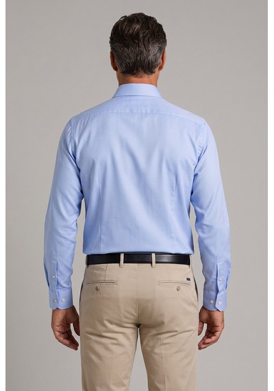 Bisse Mavi Regular Fit Cepsiz Klasik Uzun İtalyan Yaka Gömlek Gmkls252181 D35