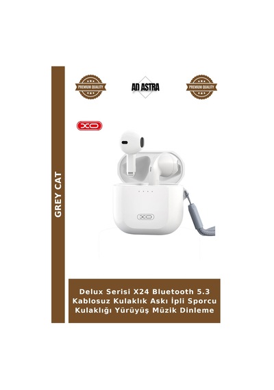 Delux Serisi X24 Bluetooth 5.3 Kablosuz Kulaklık Askı İpli Sporcu Kulaklığı Yürüyüş Müzik Dinleme