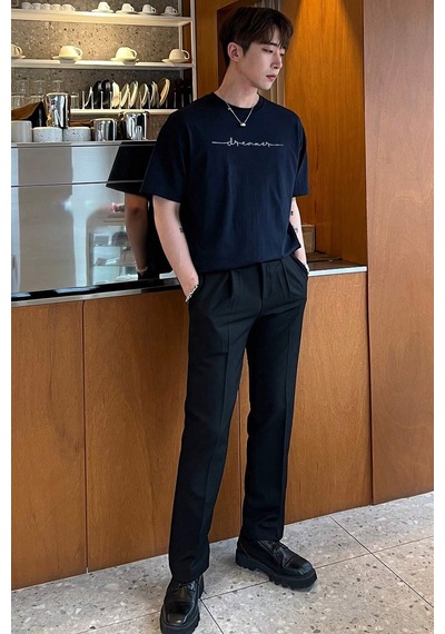 Erkek Dreamer Baskılı Oversize Tshirt Lacivert