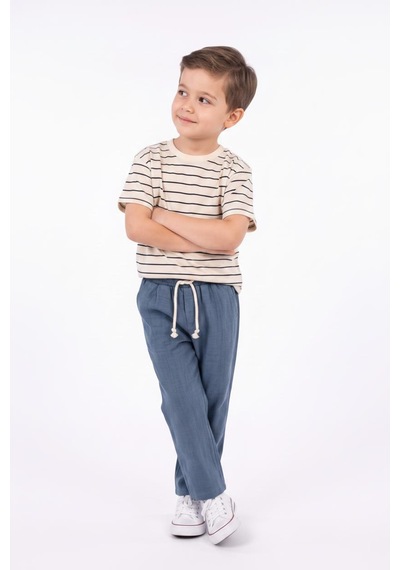 Miababy Müslin Pantolon Süprem Tişört 2li Takım İndigo
