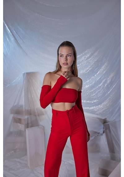Holly Lolly Straplez Model Noir Bluz Kırmızı