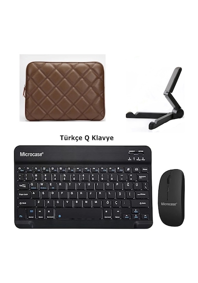 Microcase Apple Uyumlu iPad Air 13 M3 2025 Tablet İçin Çanta+türkçe Bluetooth Klavye+mouse+tablet Standı-al8124 Omuz Çantası