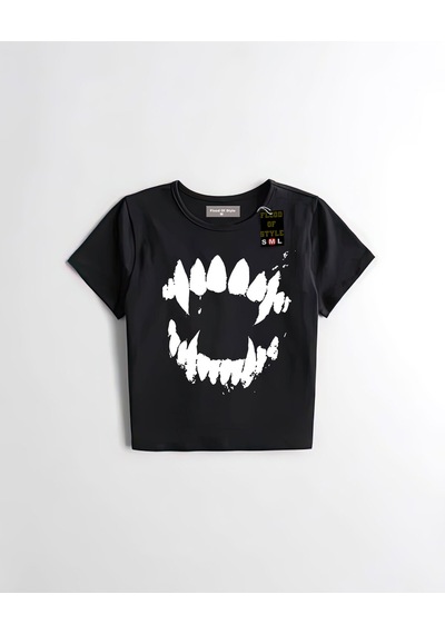 Flood Of Style Siyah Babby Tee Diş Özel Tasarım