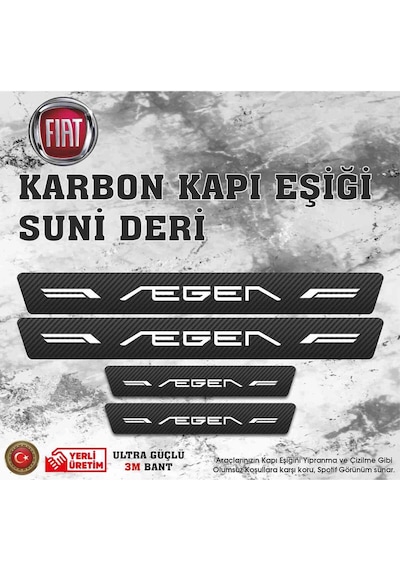Egea Uyumlu Deri Karbon Kapı Eşiği Koruyucu Bant 4 Adet