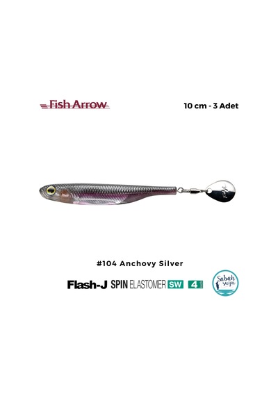 Fish Arrow Flash J Spin Elastomer Sw 10cm 4'' 104 Anchovy Silver Silikon Balık 3 Adet