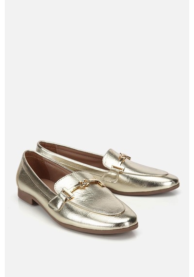 Yaya Kadın Gold Toka Detaylı Metalik Loafer