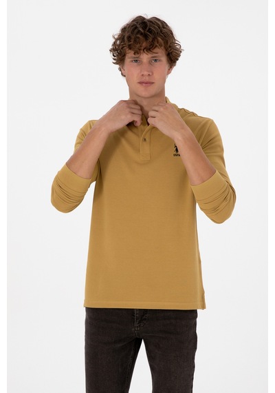 U.S. Polo Assn. Erkek Regular Fit Polo Yaka Koyu Sarı Basic Sweatshirt 50307757-VR235