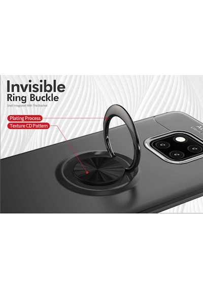 Huawei Mate 20 Pro Kılıf Yüzüklü Tam Korumalı Silikon Kapak