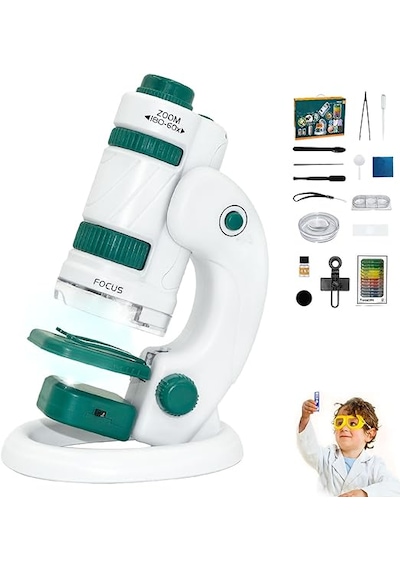Monozone Dijital Mikroskop Seti 60-180x Büyütme El Mini Eğitici Çocuk Mikroskobu 21 Parça Eğitici Set