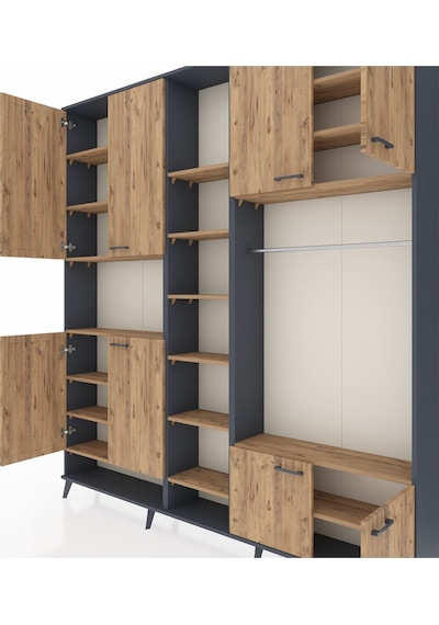 Arges Dolap 18 Raflı 8 Kapaklı Tek Askılı 220x30x243 Antrasit-çam/çam Atlas Çam/atlas Çam Arges Dolap 18 Raflı 8 Kapaklı Tek Askılı 220x30x243 Antrasit-çam/çam Atlas Çam/atlas Çam
