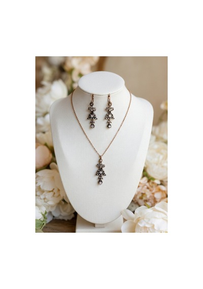 Zirkon Taşlı Küpe Ve Kolye Seti Otantik Tasarım Beyaz 79984911