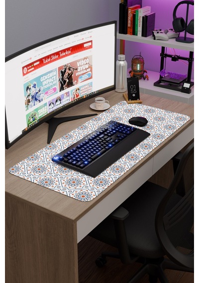 Türk Çini Kaymaz Dikişli Kauçuk Oyuncu Mousepad V3 - 90x40 Xxl Gaming Mouse Pad Fare Altlığı