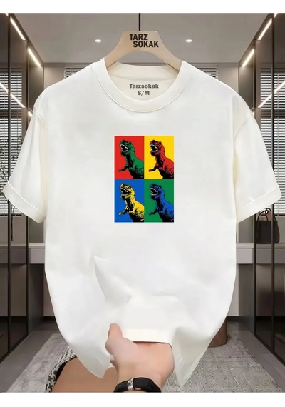 Startmore Unisex Dino Raw 3 T-shirt Beyaz