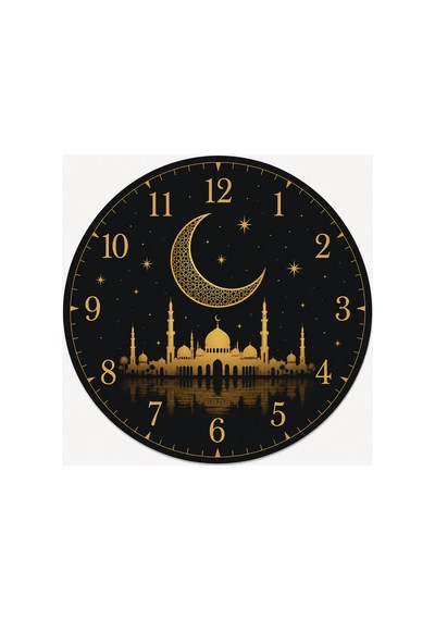 AA Shop Dini Desenli Duvar Saati Modelleri İslami Motifli Dekoratif Baskılı Ahşap Sessiz Duvar Saati 837 Çoklu Renkli