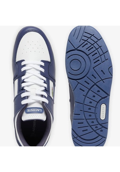Lacoste Sport Court Cage Leather Mens Blue White Sneaker Hakiki Deri Erkek Günlük Spor Ayakkabı Beyaz