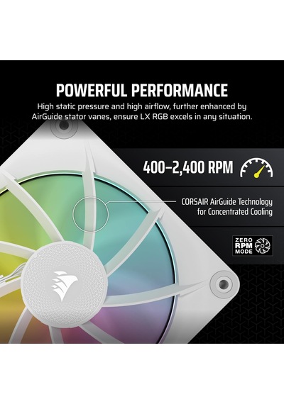 İcue Lınk Lx120 Rgb 120mm Pwm Kasa Fanı Üçlü Paket, Çift Işık Döngüsü, Airguide Teknolojisi - Beyaz Co-9051030-ww