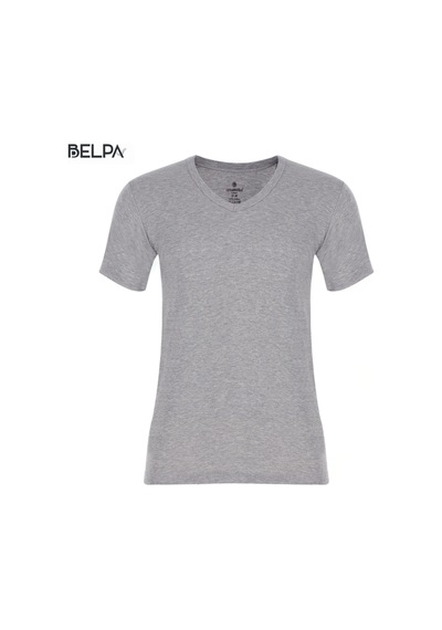 Belpa Ceylanoğlu Ribana Erkek V Yaka Yarım Kol Atlet 6'lı %100 Pamuk Gri
