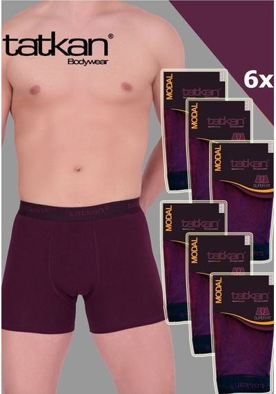 Mataş Tatkan - 6'lı - Penye Modal Erkek Boxershort Bordo