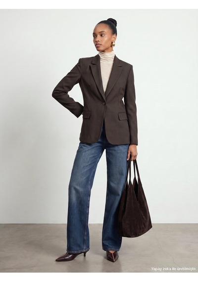 Dilvin 60831 Vücuda Oturan Blazer Kahve