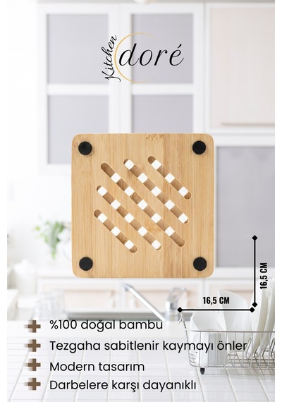 Bambu Kare Nihale Kaymaz Tabanlı Altlık Modern Tasarım Diğer