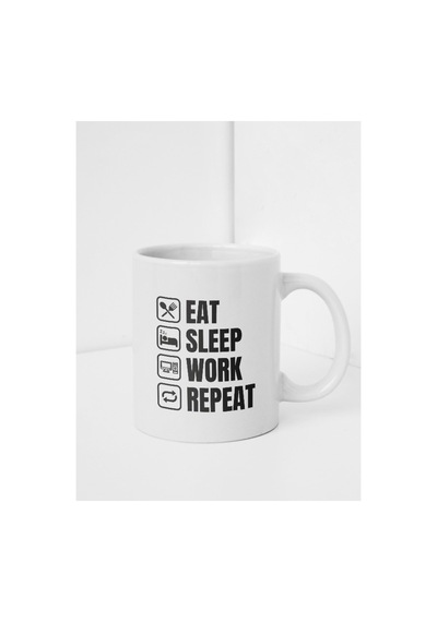 "eat Sleep Work Repeat" Tasarımlı Kupa Bardak Beyaz